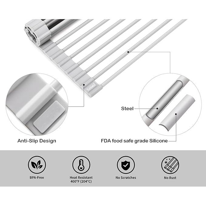 Sink Foldable Multipurpose Roll-Up Dish Drying Rack