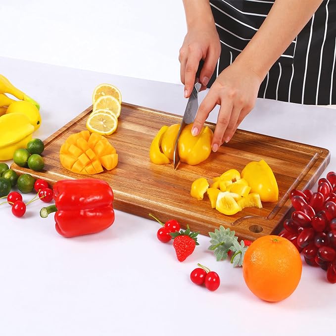 Large Acacia Wood Cutting Board for Kitchen