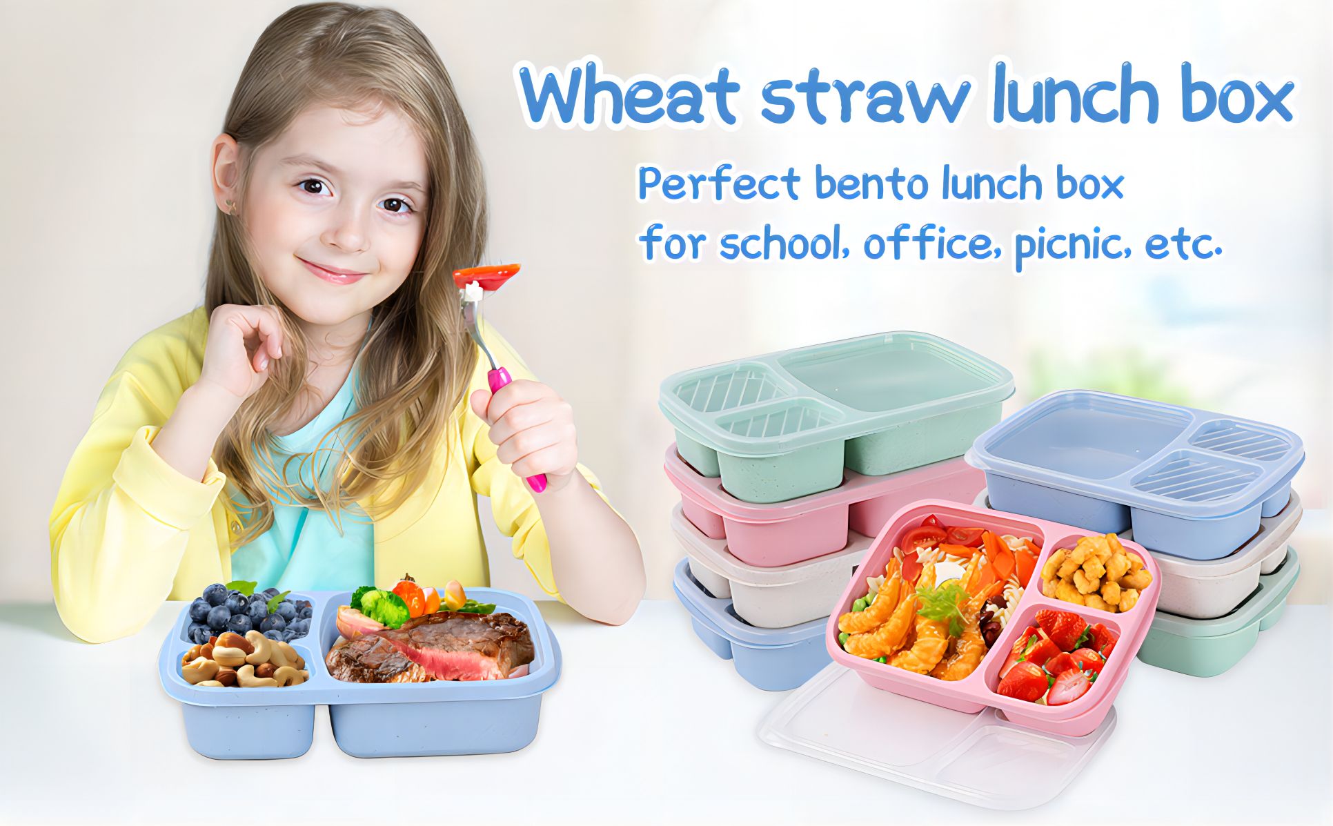 Wheat Straw Bento Lunch Box Set 1 (2)xa2