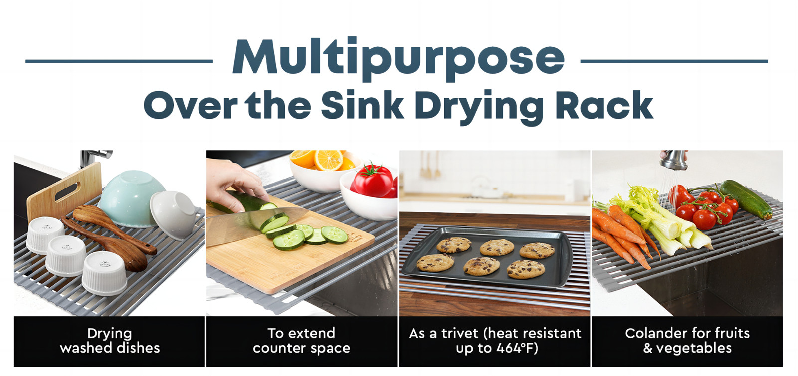 Sink Foldable Multipurpose Roll-Up Dish Drying Rack (2)43p