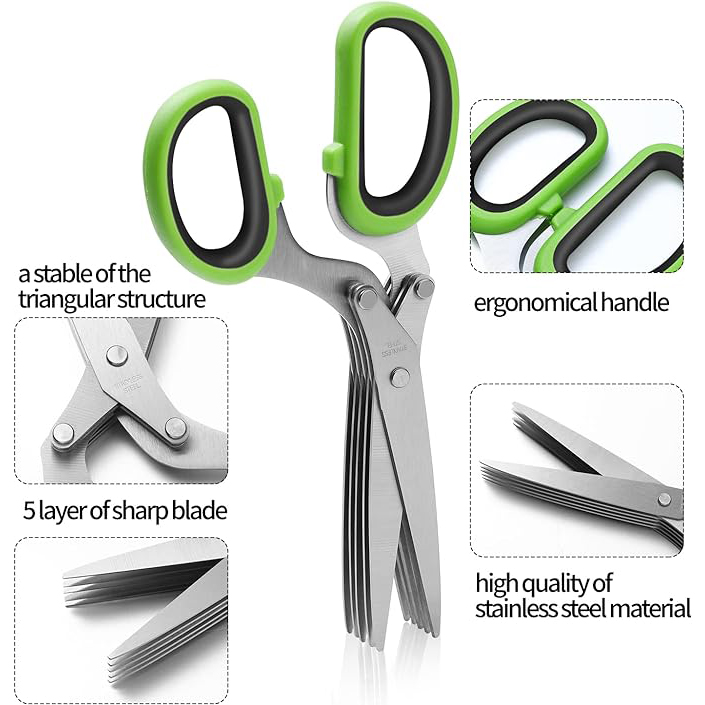 Multipurpose 5 Blade Kitchen Herb Scissors
