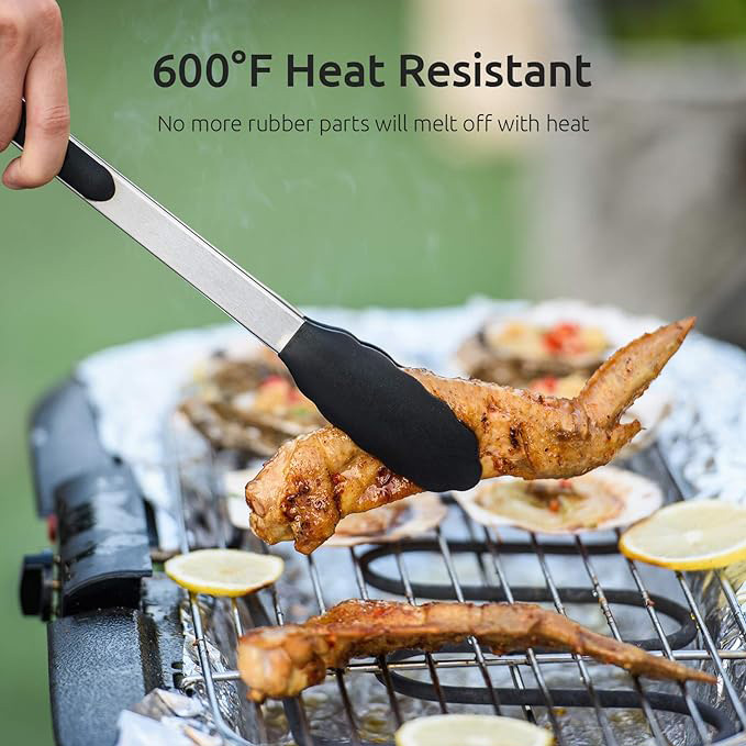 Stainless Steel Locking Kitchen Tongs with Silicon Tips