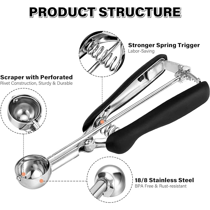 Professional Stainless Steel Ice Cream Scoop