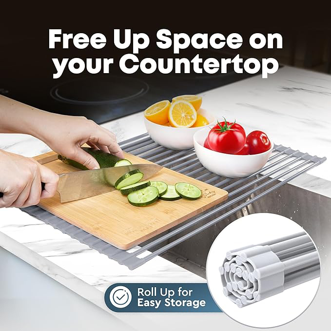 Sink Foldable Multipurpose Roll-Up Dish Drying Rack