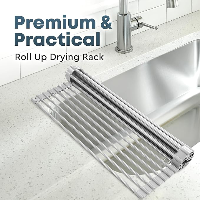 Sink Foldable Multipurpose Roll-Up Dish Drying Rack