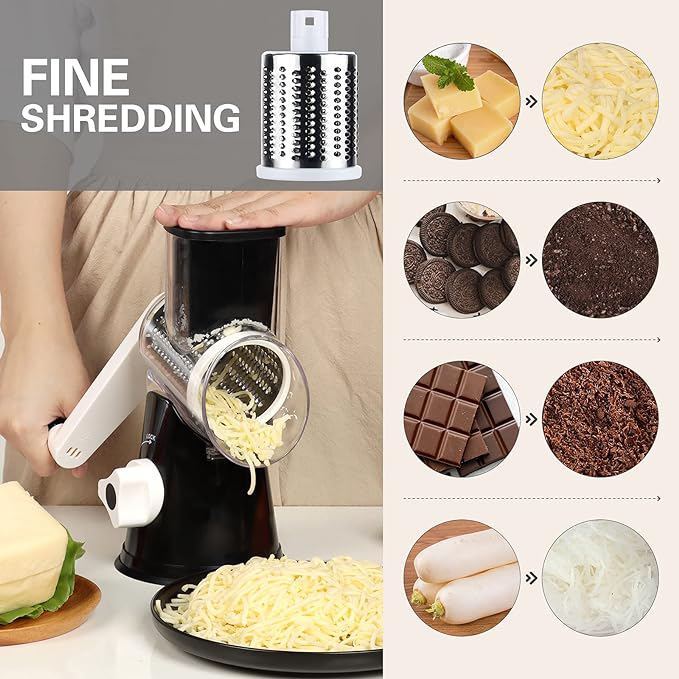 3 in 1 multifunctional rotary cheese grater shredder