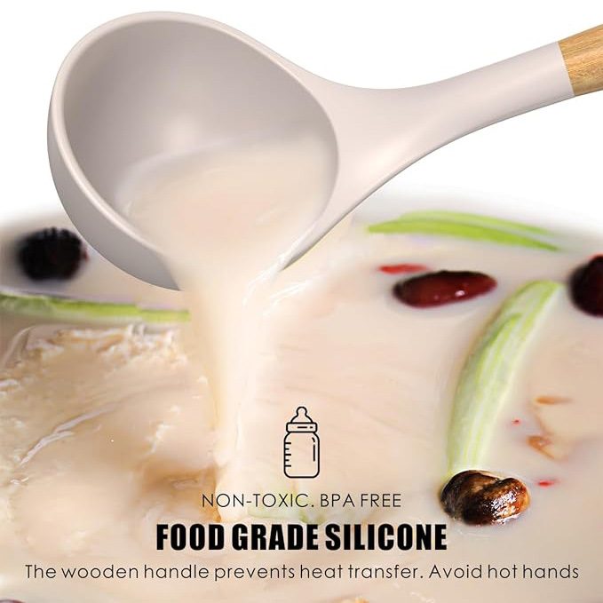 Wooden handles Silicone Kitchen Cooking Utensils